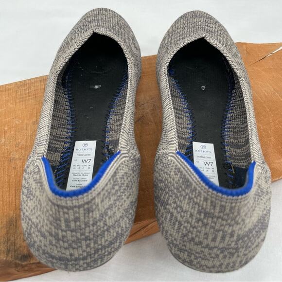 Rothy’s The Flat Taupe Heather Grey Heathered Neutral Round Toe Slip On Shoes 7 - Picture 6 of 16